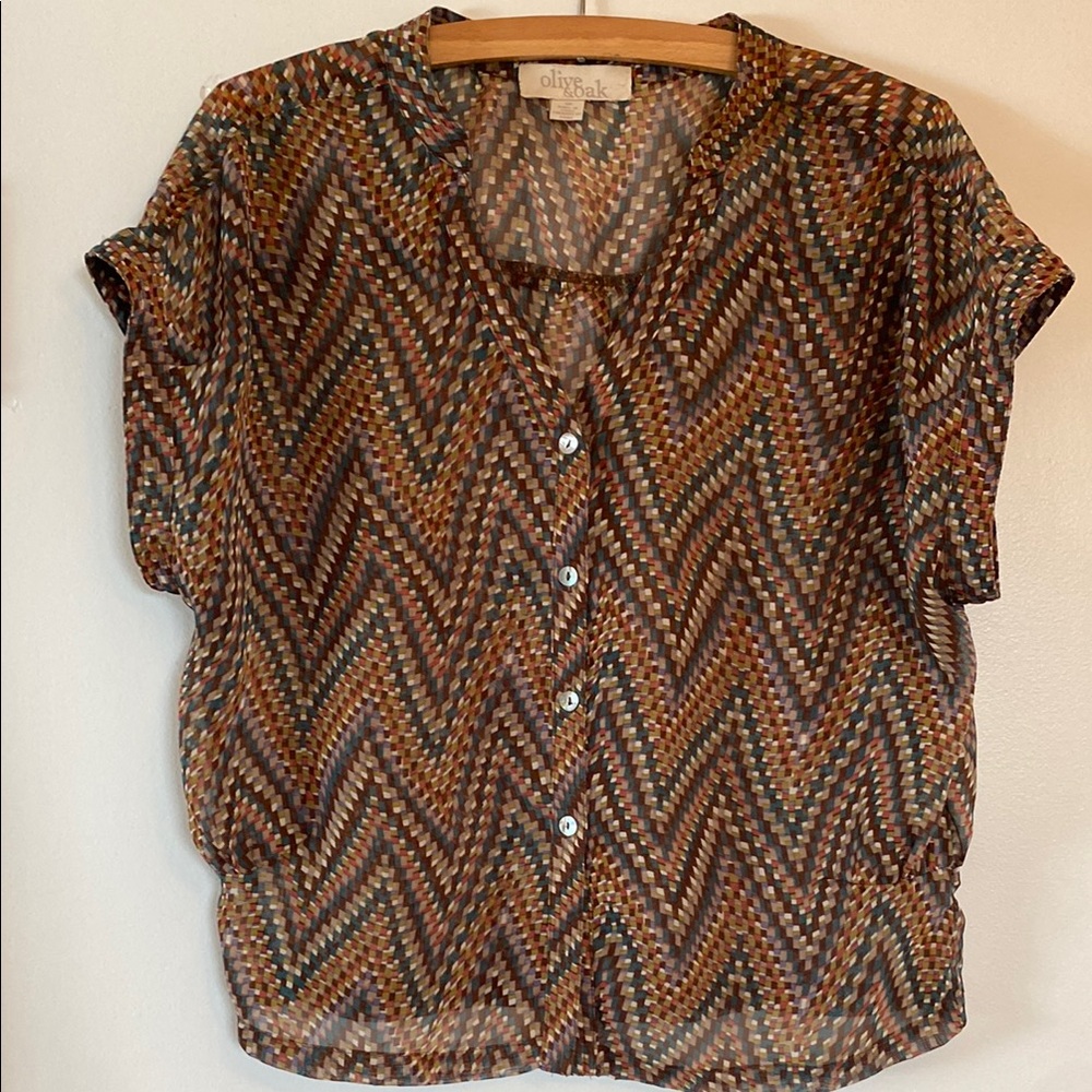 Olive & Oak Multicolor Chevron Women's Top